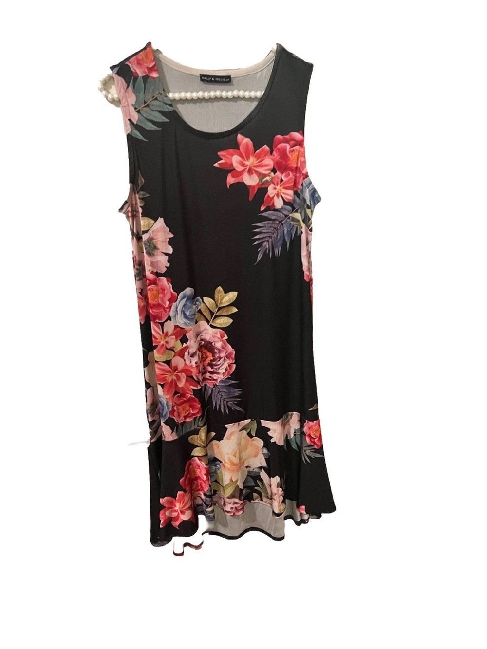 Nally & Millie USA Black Sleeveless Midi Dress SZ 14/16 Waist 38 in No SZ Tag
